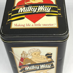 Vintage 1991 Milky Way Dark Valentines Day Tin Canister Cupid Hearts MARS